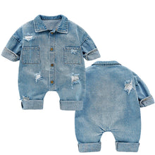 画像をギャラリービューアに読み込む, Denim Rompers Cotton / Denim Costume Girls Infant Jumpsuit