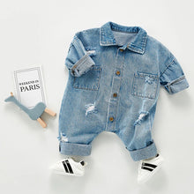画像をギャラリービューアに読み込む, Denim Rompers Cotton / Denim Costume Girls Infant Jumpsuit