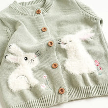 画像をギャラリービューアに読み込む, Cute animal Embroidery Cardigan