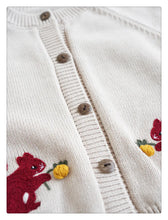 画像をギャラリービューアに読み込む, Cute animal Embroidery Cardigan