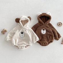 画像をギャラリービューアに読み込む, Baby Hooded Romper Bear Ears Cute Plush Baby
