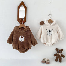 画像をギャラリービューアに読み込む, Baby Hooded Romper Bear Ears Cute Plush Baby
