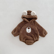 画像をギャラリービューアに読み込む, Baby Hooded Romper Bear Ears Cute Plush Baby
