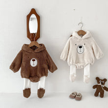 画像をギャラリービューアに読み込む, Baby Hooded Romper Bear Ears Cute Plush Baby
