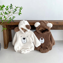 画像をギャラリービューアに読み込む, Baby Hooded Romper Bear Ears Cute Plush Baby
