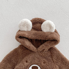 画像をギャラリービューアに読み込む, Baby Hooded Romper Bear Ears Cute Plush Baby
