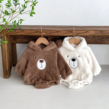 画像をギャラリービューアに読み込む, Baby Hooded Romper Bear Ears Cute Plush Baby
