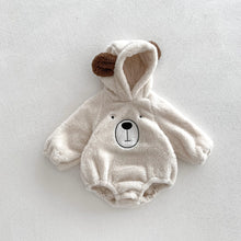 画像をギャラリービューアに読み込む, Baby Hooded Romper Bear Ears Cute Plush Baby
