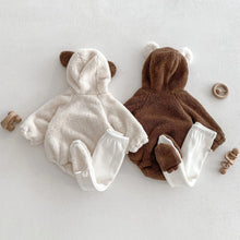 画像をギャラリービューアに読み込む, Baby Hooded Romper Bear Ears Cute Plush Baby
